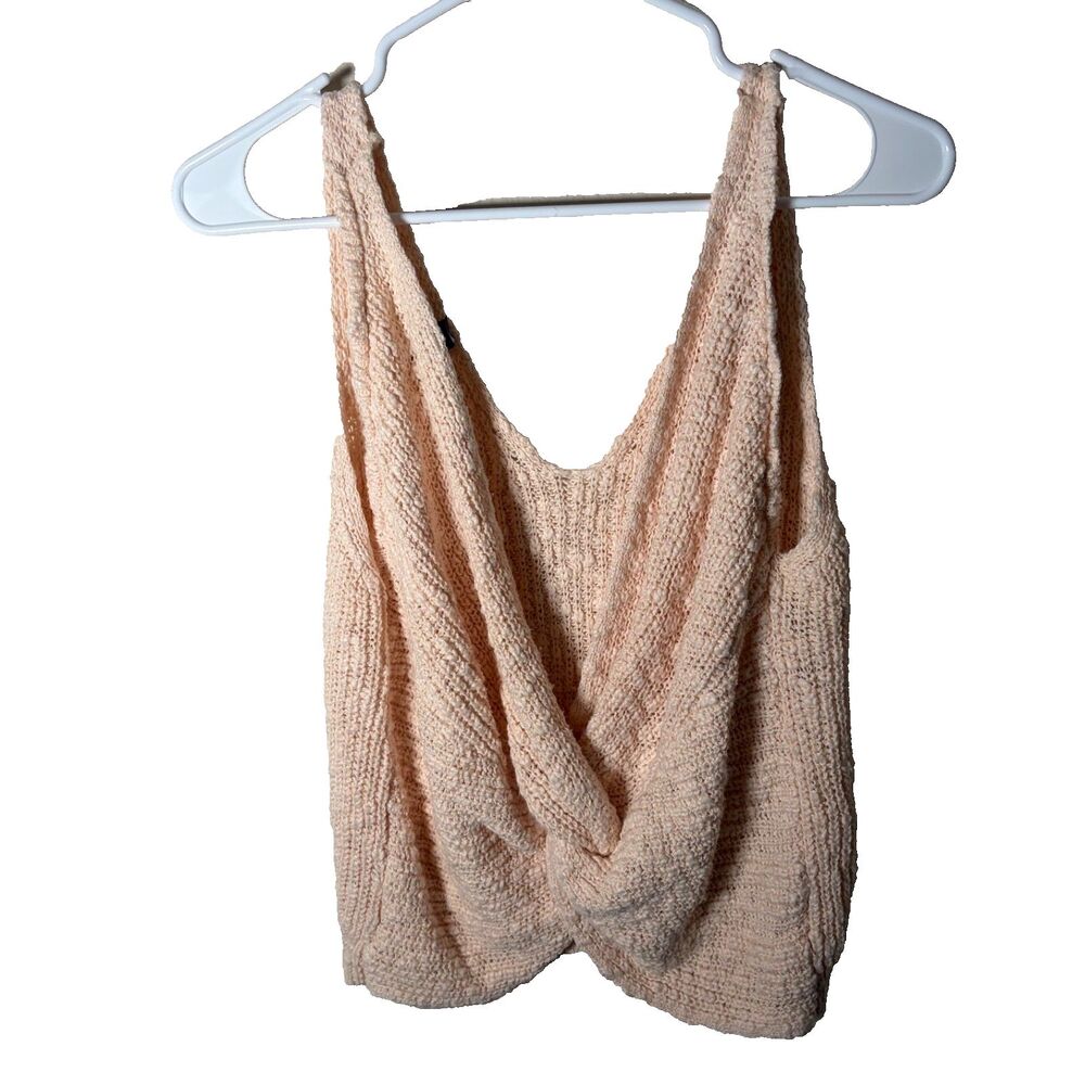 Alya Tank Top Women's Large Beige Knit V-Neck Sleeveless Pullover Casual - Picture 2 of 8